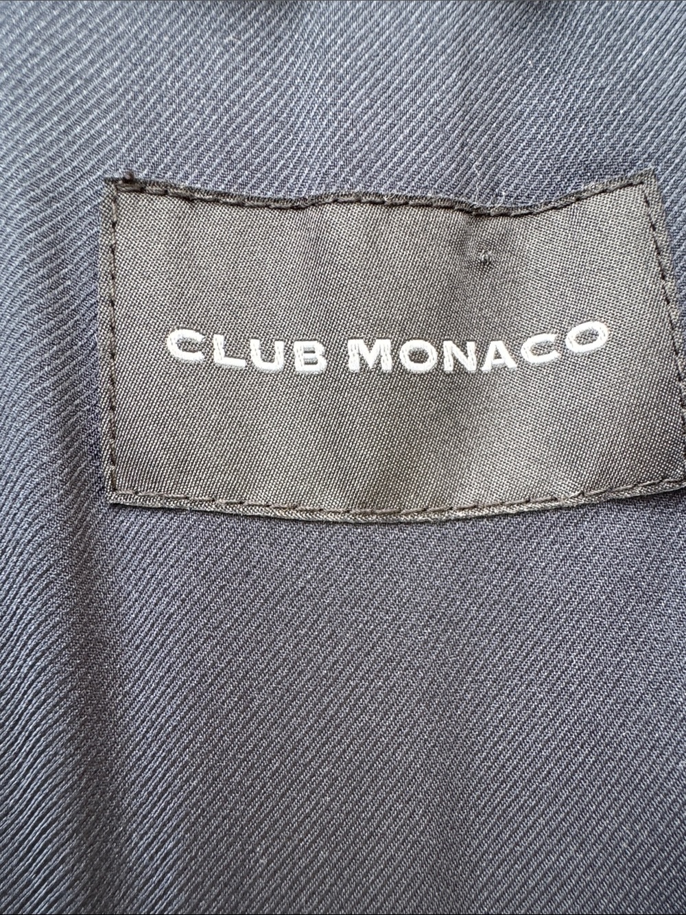 Club Monaco Textured Navy Longline Blazer Patch Pocket Stretch Jacket Size 8 - Picture 5 of 6